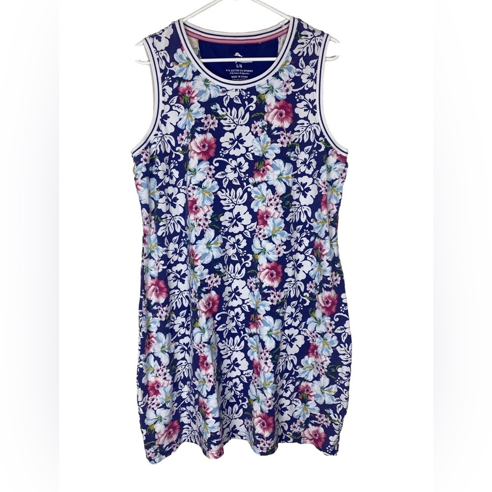TOMMY BAHAMA Hibiscus Tropical Floral Sheath Dress Hawaii Large
